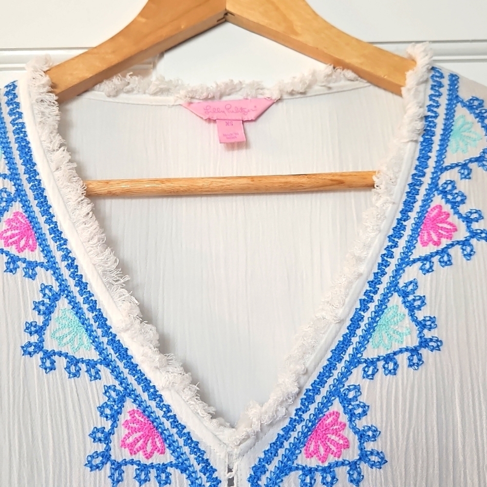Lilly Pulitzer Tavvy Embroidered Tunic Dress Swim Coverup XS - Picture 3 of 4